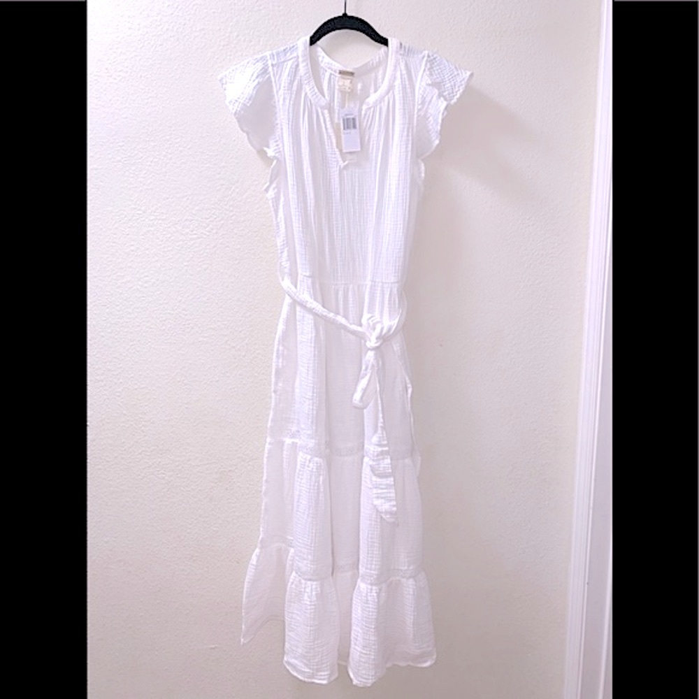 NWT Magaschoni Organic Cotton Tiered Midi Dress - Picture 3 of 8